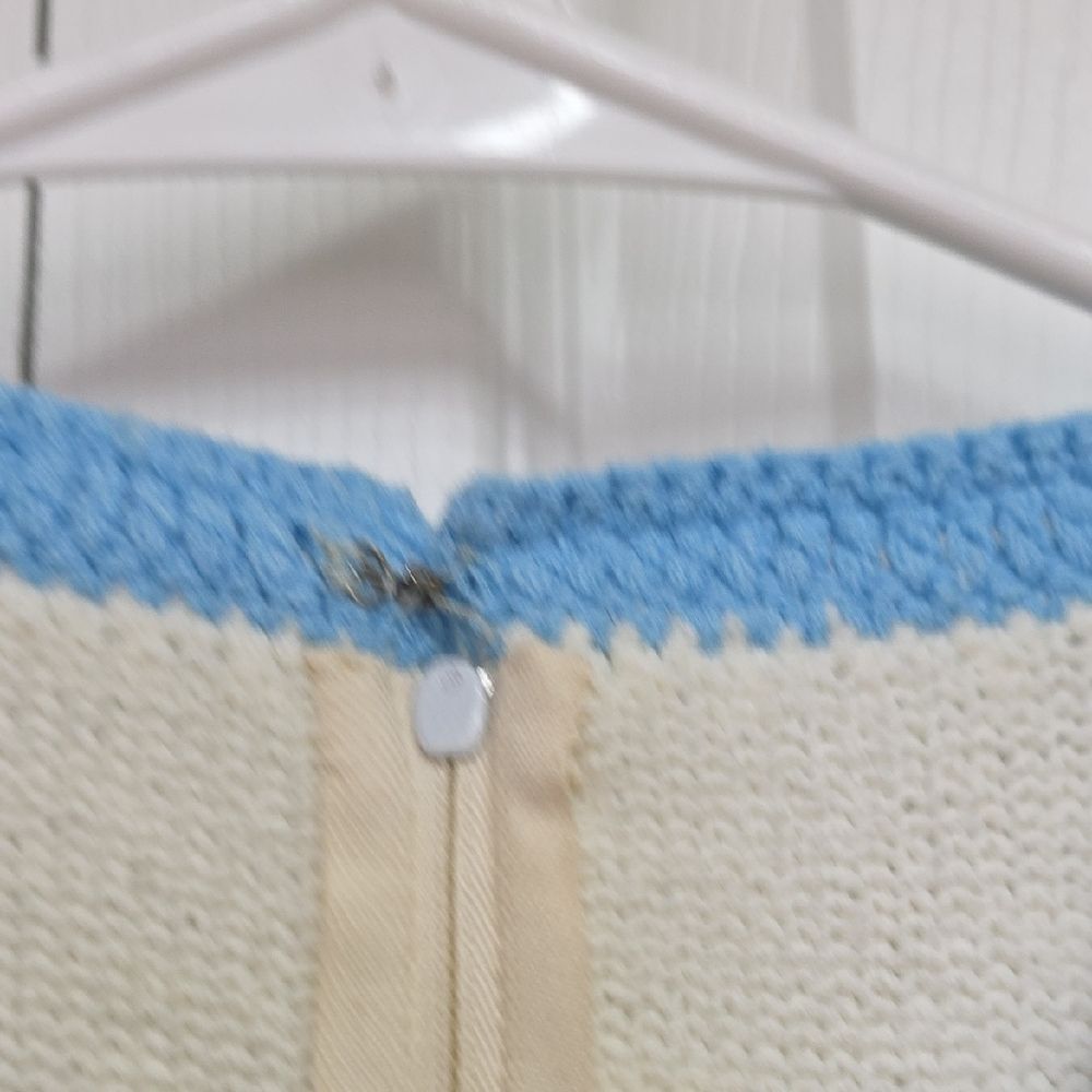 Vintage 1970s Hamton Court Tennis Skirt Cream/White And Blue Pleated Knitted NWT - Picture 6 of 10